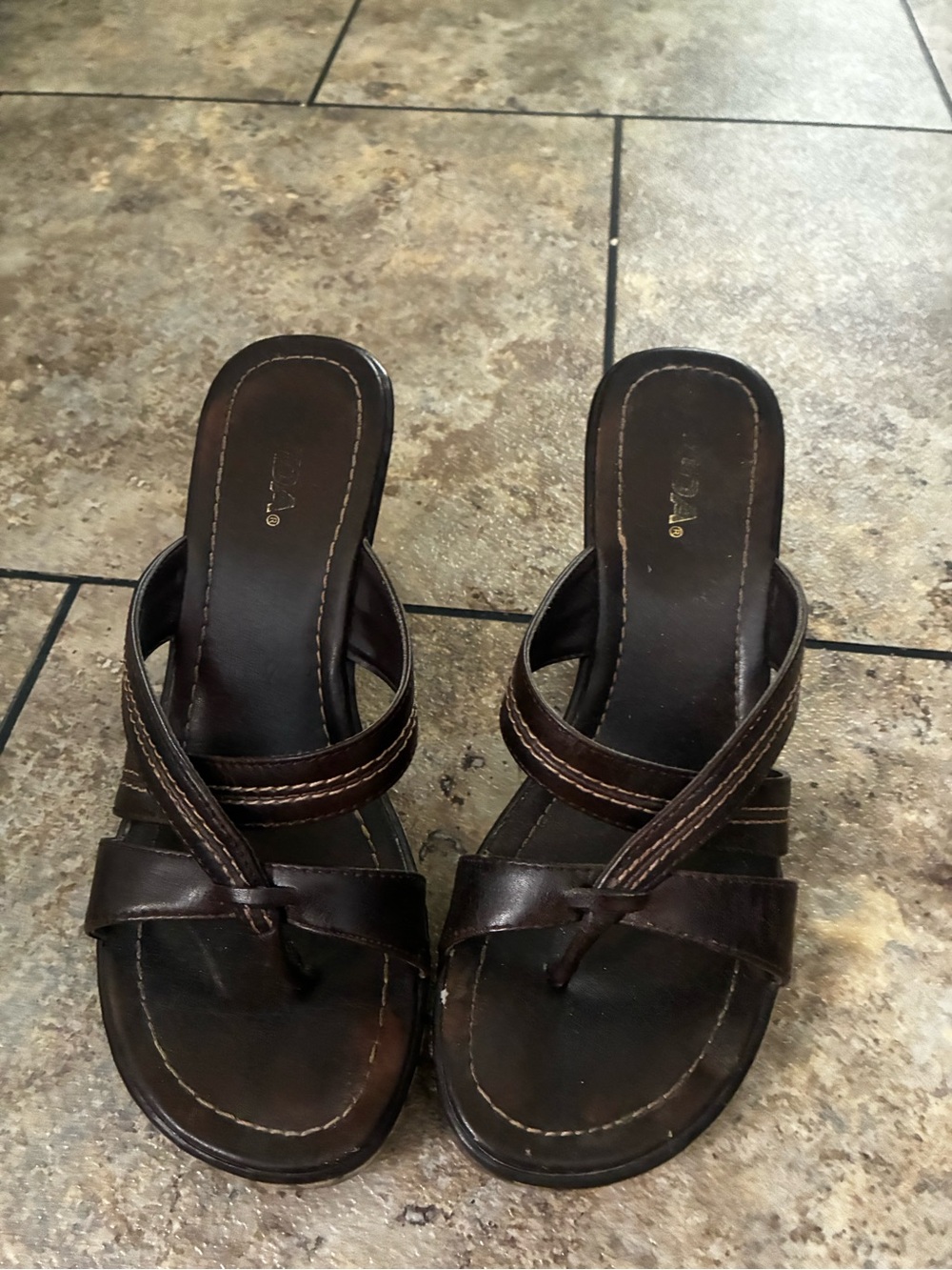 Soda Dark Brown Cross-Strap Slide Sandals